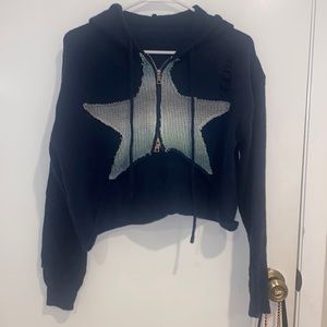 Crop Y2k star zip up